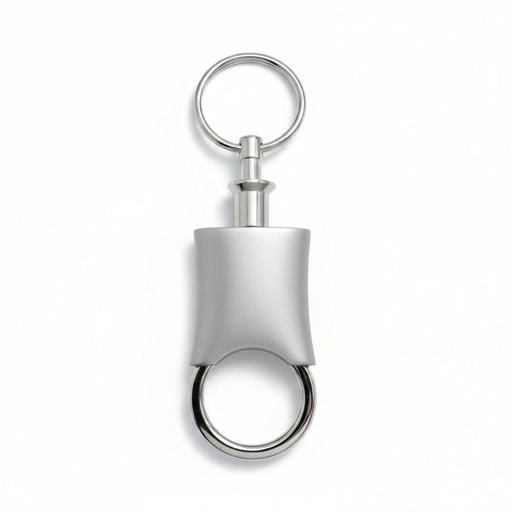 Sleek Silver Keychain With Dual Rings & Polished Finish